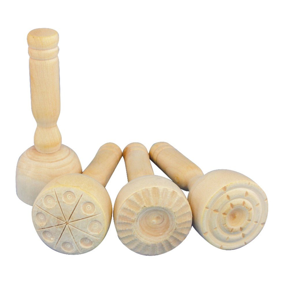 Round Wooden Dough Stampers - Set of 4 - EdX Education - Sticks & Stones Education