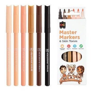 Skin Tone Markers - Set of 6 - Educational Colours - Sticks & Stones Education