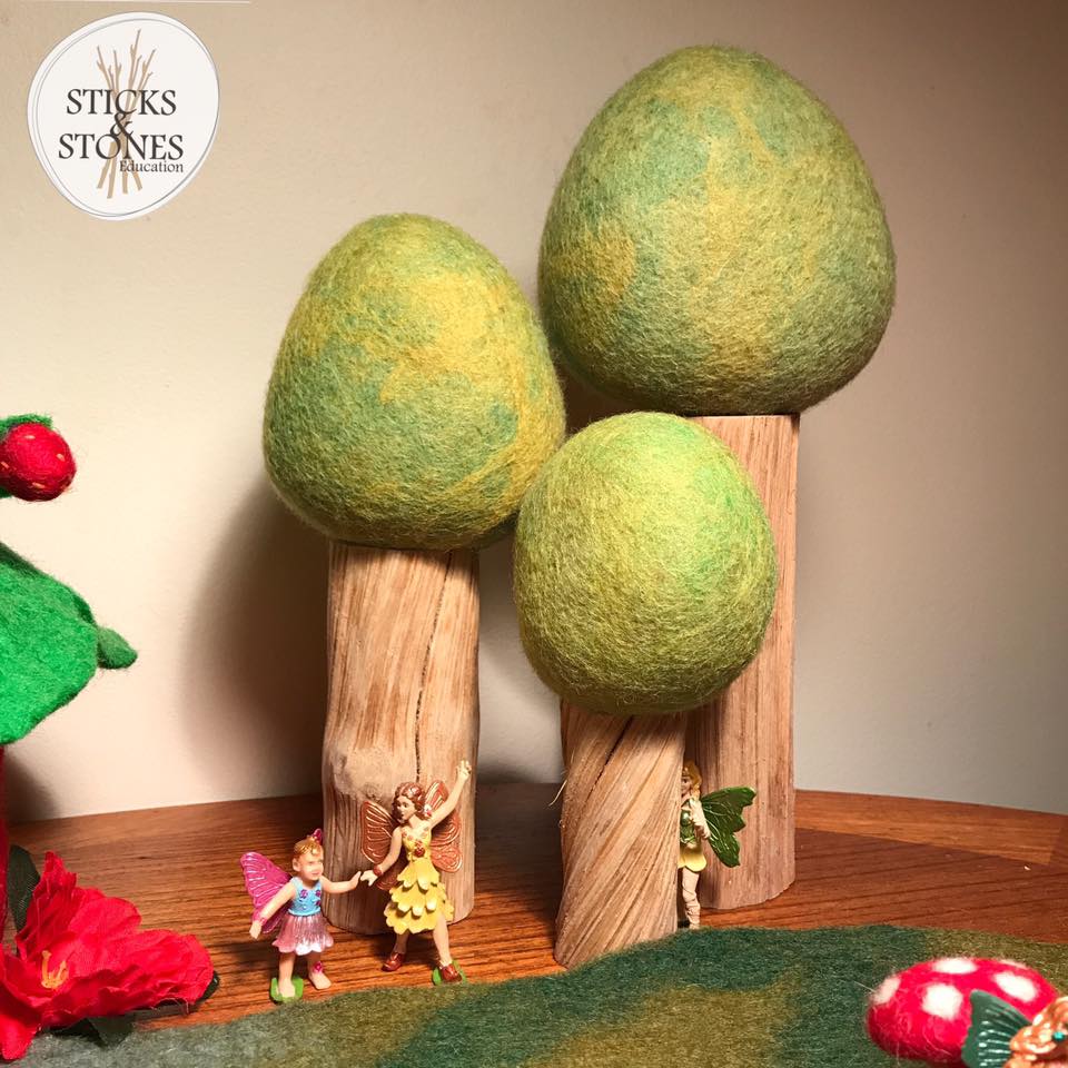 Spring Felt Trees - Set of 3 - Papoose Toys - Sticks & Stones Education