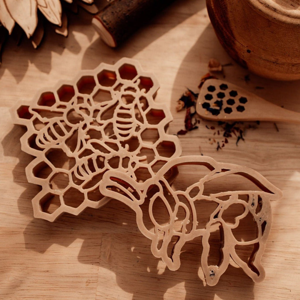 Teddy Bear Bee & Honey Comb Eco Cutter Set - Kinfolk Pantry - Sticks & Stones Education
