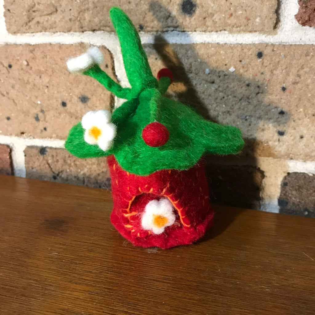 Tiny Strawberry Felt Fairy House - Himalayan Felt Co. - Sticks & Stones Education