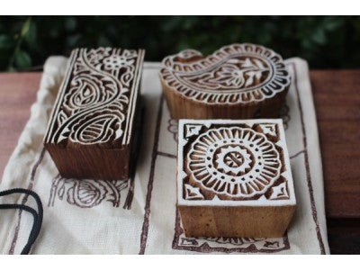 Traditional Indian Wooden Block Print Stamps - Sticks & Stones Education - Sticks & Stones Education