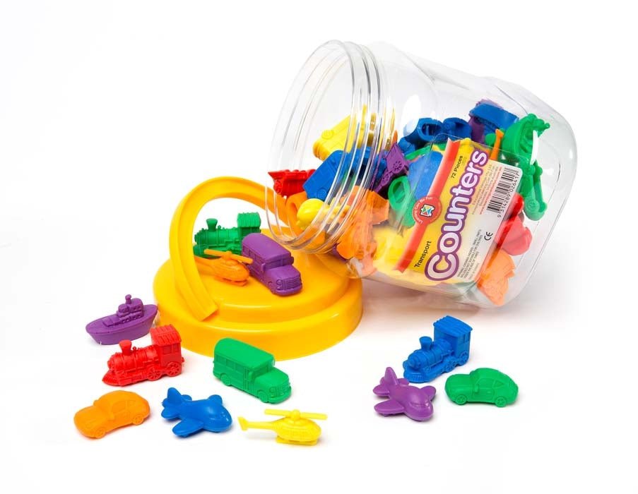 Transport Counters - Jar of 72 - Learning Can Be Fun - Sticks & Stones Education