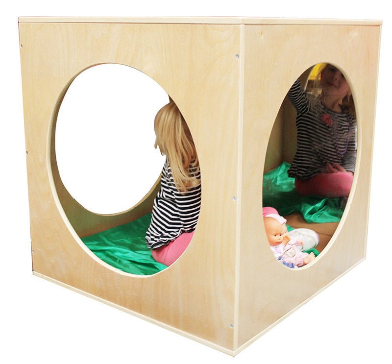 Wooden Playhouse Cube with Mirrors & Cushion - Avocado - Billy Kidz - Sticks & Stones Education
