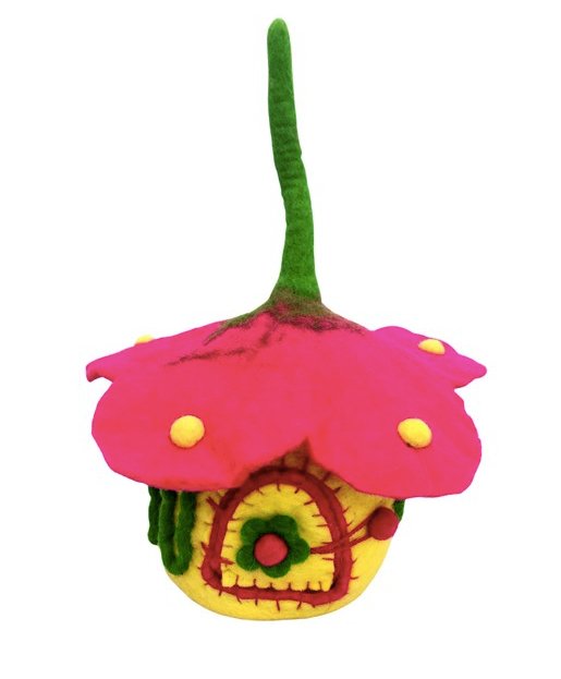 Yellow and Pink Buttercup Felt Fairy House - Himalayan Felt Co. - Sticks & Stones Education